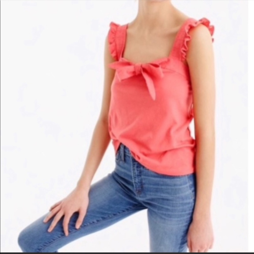 J.Crew Coral Top Sunset Bow Sweetheart